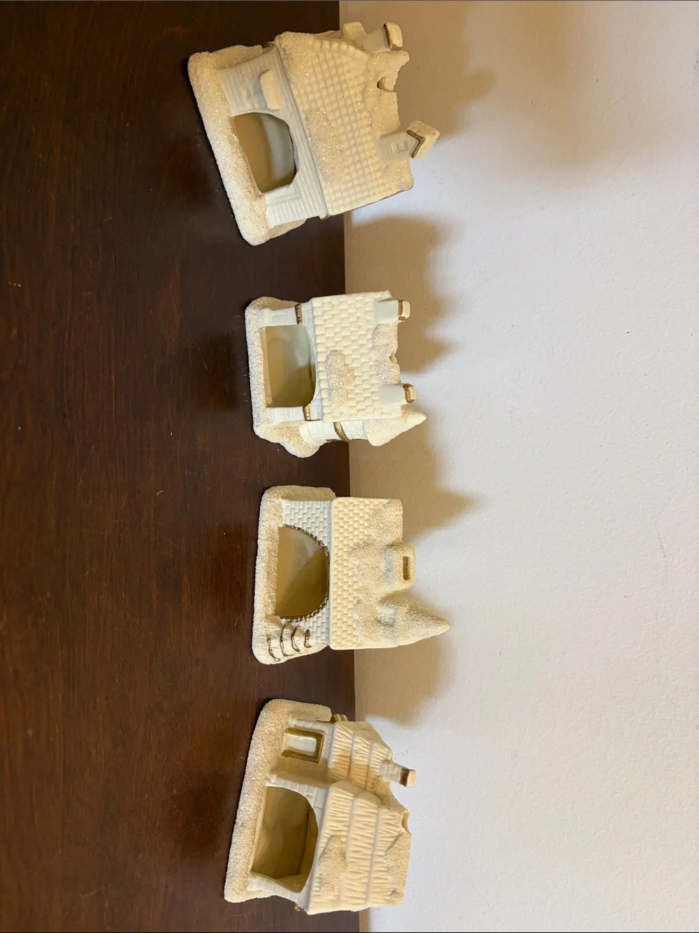 White Glitter Ceramic Holiday Village House Set - Brand